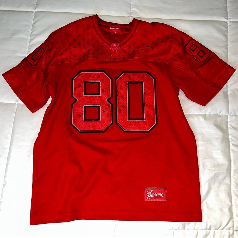 Authentic Supreme Monogram “80” Football Jersey Red SS18 (M)